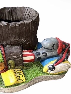 VTG 1977 Sleepy Snake Ceramic Planter Whimsical Boot Patchwork Quilt Pillow